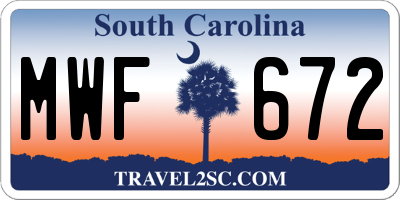 SC license plate MWF672