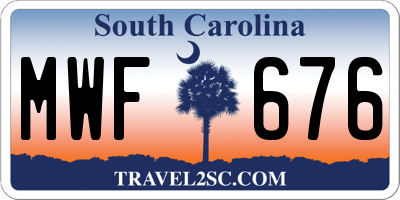 SC license plate MWF676