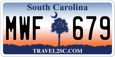 SC license plate MWF679