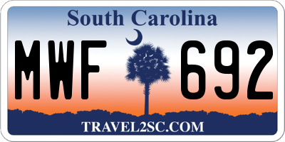 SC license plate MWF692