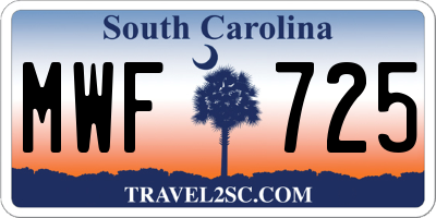 SC license plate MWF725