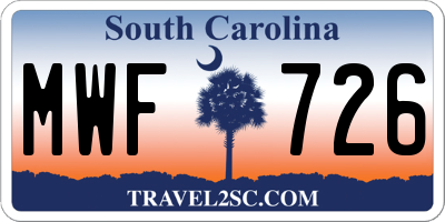 SC license plate MWF726