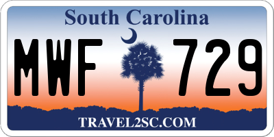 SC license plate MWF729