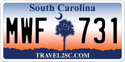 SC license plate MWF731