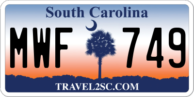 SC license plate MWF749