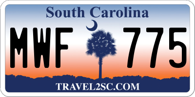 SC license plate MWF775
