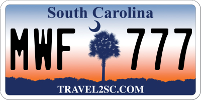 SC license plate MWF777