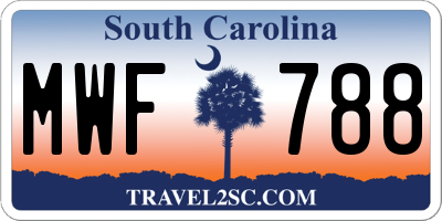 SC license plate MWF788