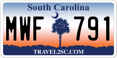 SC license plate MWF791