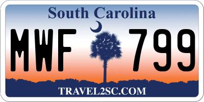 SC license plate MWF799