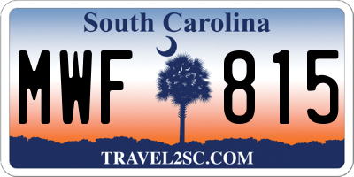 SC license plate MWF815