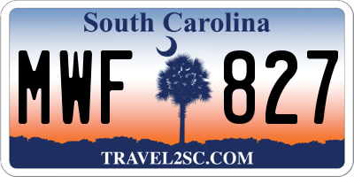 SC license plate MWF827