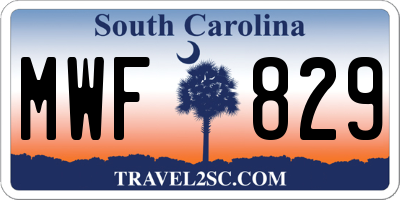 SC license plate MWF829