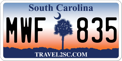 SC license plate MWF835