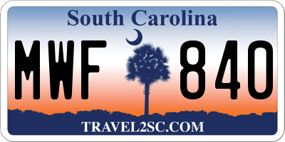 SC license plate MWF840