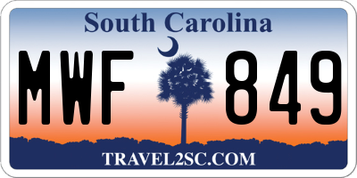 SC license plate MWF849