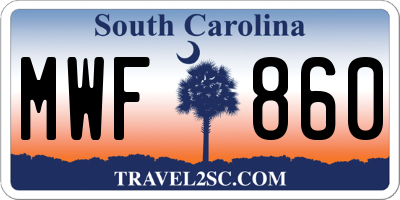 SC license plate MWF860