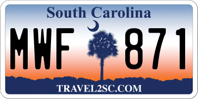 SC license plate MWF871