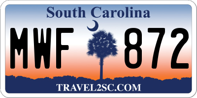 SC license plate MWF872