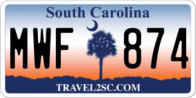 SC license plate MWF874