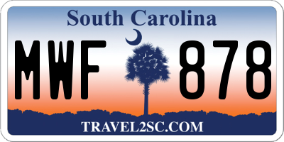 SC license plate MWF878