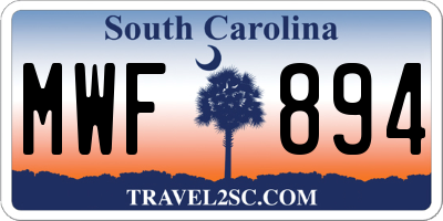 SC license plate MWF894