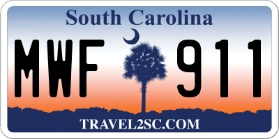 SC license plate MWF911