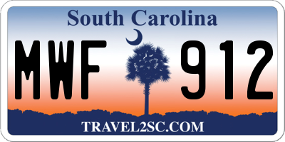 SC license plate MWF912