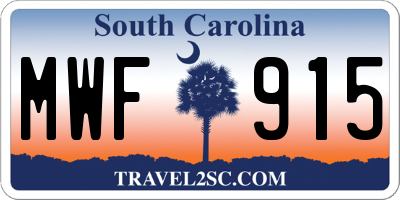 SC license plate MWF915