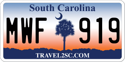 SC license plate MWF919