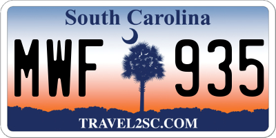 SC license plate MWF935
