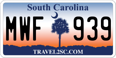 SC license plate MWF939