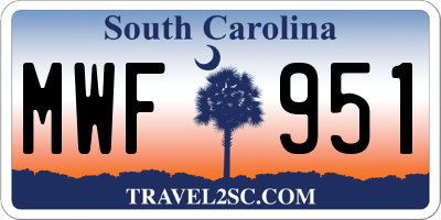 SC license plate MWF951