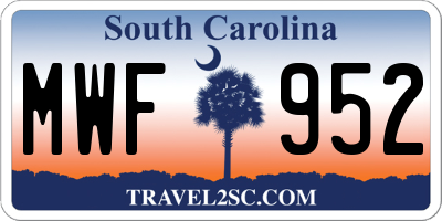 SC license plate MWF952