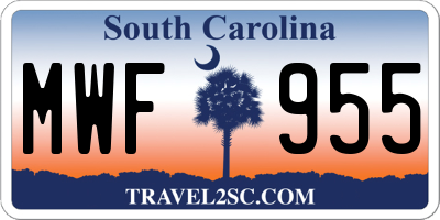 SC license plate MWF955