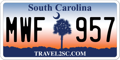 SC license plate MWF957