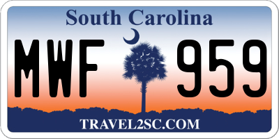 SC license plate MWF959