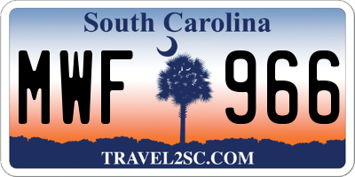 SC license plate MWF966