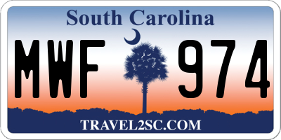 SC license plate MWF974