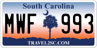 SC license plate MWF993