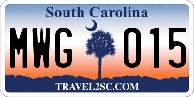 SC license plate MWG015