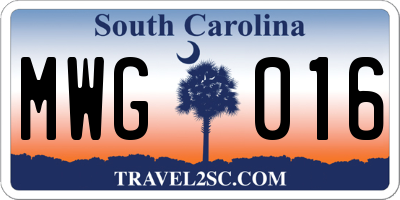 SC license plate MWG016