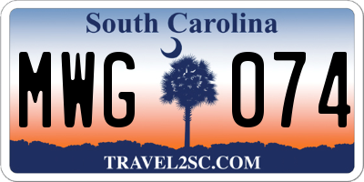 SC license plate MWG074