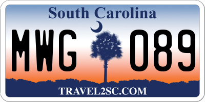 SC license plate MWG089