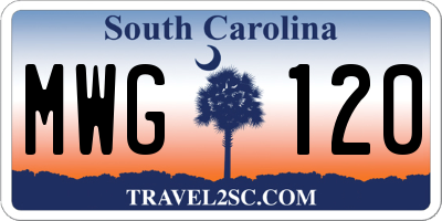 SC license plate MWG120