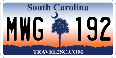 SC license plate MWG192
