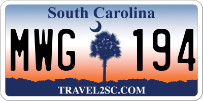 SC license plate MWG194