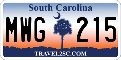 SC license plate MWG215