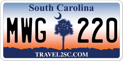 SC license plate MWG220
