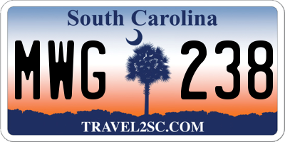 SC license plate MWG238
